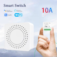 10A Mini WiFi Smart Switch Bidirectional Control Mobile APP Voice Control Wireless Switch Collaboration with Alexa Google Home