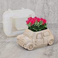 Vintage Car Concrete Silicone Mold for Plant Flower Pots Pen Holder Cement Molds X3UD