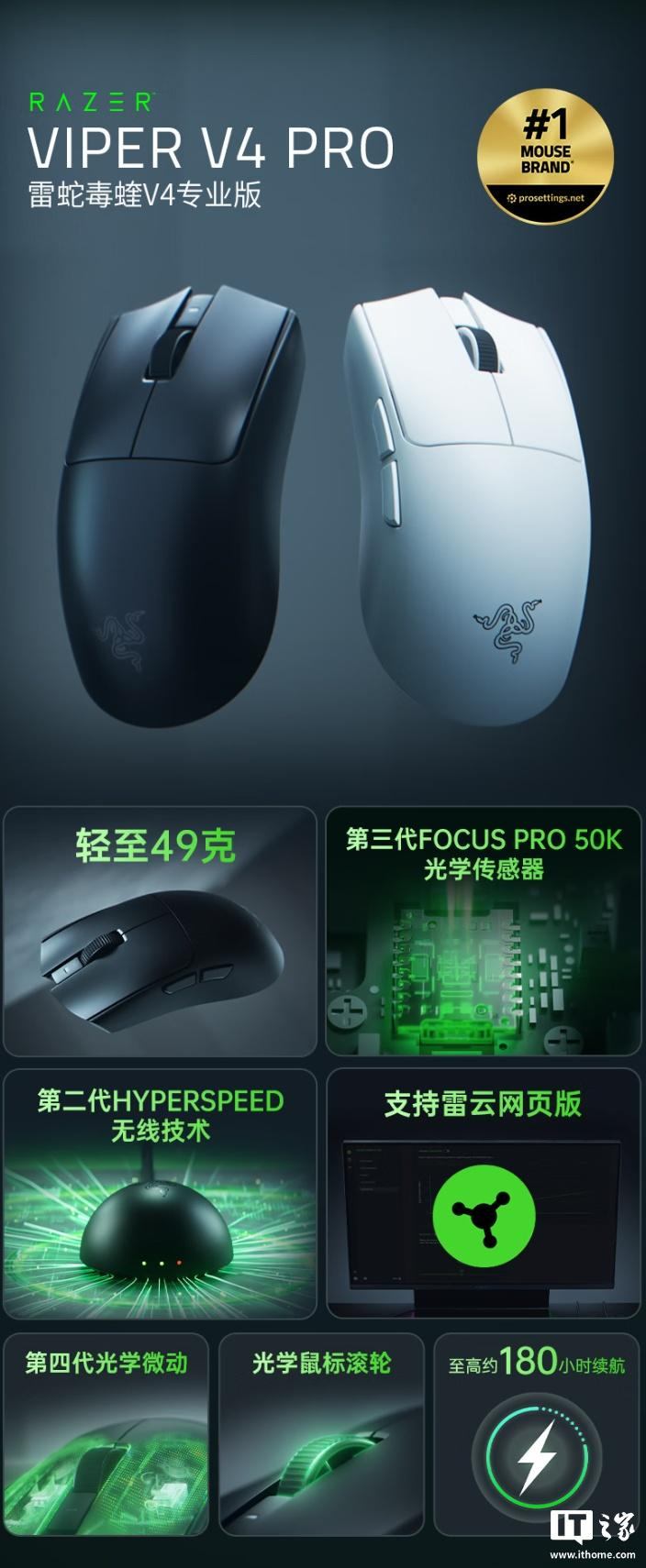 Razer Viper V4 Pro が登場：49g の超軽量設計と 180 時間のバッテリー