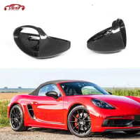 Dry Carbon Fiber Door Side Rearview Mirror Cap Trim Shell Covers Sticker For Porsche 718 982 2016-2021 Car Styling
