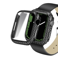 Carbon fiber Cover Case For Apple Watch series 76 SE 5 4 3 45mm 41mm 44mm/40mm 42mm 38mm Protective Frame iwatch Accessories