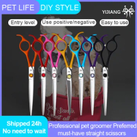 Yijiang Professional 6.5 Inch 440C Color Gem Pet Grooming Straight Scissors Family Pet Shop