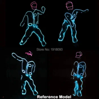 Brand Design EL Lighting Suits Neon EL Wire Luminous Dance Costumes LED Strip Suits for Stage Performance