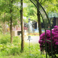 工廠直供戶外花園裝飾鐵藝天使風鈴鑄鐵庭院陽臺掛飾室外掛件