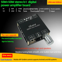 50Wx2 Bluetooth 5.0 Wireless Audio Digital Power Amplifier Infinite Tuning Stereo Board Amp Dual Channel Amplificador C50L