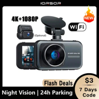 Dash Cam 4K WIFI Camera For Car Dashcam 24h Parking Monitor Front And Rear Dual Dvrs Night Vision Kamera Samochodowa Rejestrator
