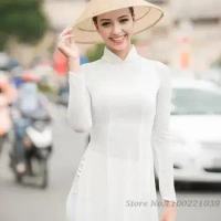 2024 woman aodai dress vietnam traditional clothing vietnam robe and pants set vietnam costumes improved ethnic cheongsam dress