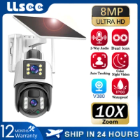 LLSEE V380 PRO 4K 8MP Wireless CCTV Camera WIFI, Solar CCTV Camera Outdoor, IP Security Monitoring Camera