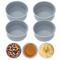 4/2pcs Cake Mould Tray Air Fryer Oven Food Pan Round Silicone Basket Baking Cooking Utensils Round muffins Plate Boiled Egg Tool