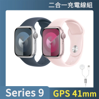 二合一充電線組【Apple 蘋果】Apple Watch S9 GPS 41mm(鋁金屬錶殼搭配運動型錶帶)