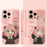 Luxury Liquid Candy Color Case For iPhone 14 13 12 11 Pro Max Mini X XR XS 7 8 6 6s Plus SE Cover Spy×Family Anya Forger Pink
