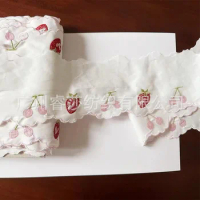 1 Meter 8cm wide White Strawberry Cherry Cotton Embroidered Lace Trim Children's Clothes Cloth Art Skirt Decoration Materials