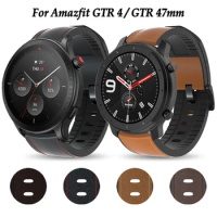 22mm Leather + Silicone Strap For Amazfit GTR 47mm Bracelet Watchband For Amazfit GTR 4 / GTR 2e / GTR 3 Pro / Bip 5 / Balance