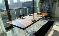 餐桌 北歐實木懸浮餐桌原木設計家用島臺長條桌大板桌白蠟木長桌