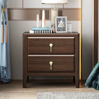 新中式烏金色床頭櫃家用實木高檔床邊櫃現代簡約儲物櫃臥室輕奢 全館免運