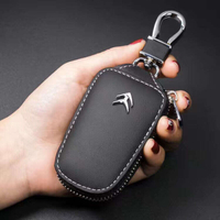 WorldAutoParts Citroen Logo Leather Car Key Holder Wallet Bag Remote Fob Shell Case Cover Smooth Pou