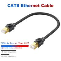 CAT8 Ethernet Cable 40Gbps 2000Mhz 26AWG High Speed Gigabit Internet Cable 0.3m Cat 8 Network Lan Patch Cord RJ45 Ethernet Cable