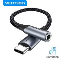 Vention Type C to 3.5 Jack Earphone USB-C Type C to 3.5mm Headphone AUX Adapter Audio Cable for Huawei P40 P30 Pro Xiaomi 10 9