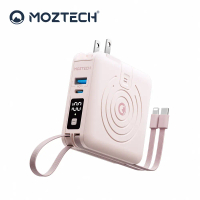 【MOZTECH】萬能充Pro 多功能五合一行動電源 10000mAh_37Wh(具Wh標示)-櫻花粉