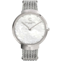 CHARRIOL 夏利豪 Slim系列 時尚鑽石鋼索手錶-34mm(ST34CS560013)