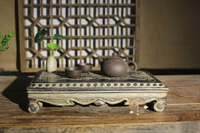 仿石雕家用小石桌干泡茶臺純手工石刻仿古做舊茶席案頭擺件底座