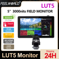 FEELWORLD LUT5 5.5 Inch 3000nit 4K HDMI Touch Screen Monitor 3D LUT HDR 1920X1080 Camera Field Monitor with F970 External Power