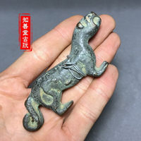 仿古古玩雜項 青銅虎符 手把件 兵符 純銅做舊獸符 9.5CM可分開