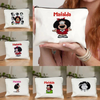 Girl Cartoon Character Print Travel Cosmetics Pocket Beach Lipstick Cloth Bag Sanitary Pad Pouch Pencil Cases for Girls Cute Bag