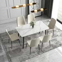 Marble Top Aesthetic Dining Table Living Room Design Unique High Dining Table Space Savers Mesa Comedor Interior Decorations