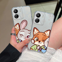 Compatible With Redmi 13C 4G,POCO C65 Phone Case Zootopia Cartoon TPU Soft Couple's Phone Case, Tran