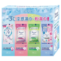 【Biore 蜜妮】日本製-3°C涼感濕巾(清新花香 X 1包 + 爽身粉濕巾系列 X 5包 盒裝組合)