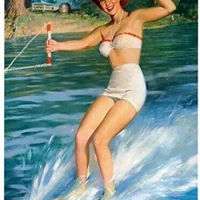 Vintage Metal Sign Tin Sign Sexy Woman Pin Up Beauty Girl Water Skiing Home Bar Kitchen Wall Art Decor Sign 12X8Inch