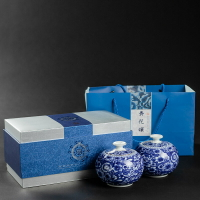 青花頌茶葉禮盒包裝陶瓷茶葉罐密封雙罐通用紅綠茶黑枸杞空盒包裝