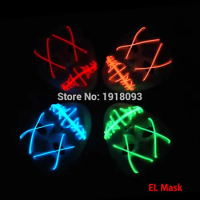 New 3V Sound active Driver+EL masks Novelty Lighting Halloween Funny EL wire mask Fashion LED mask Novelty Lighting