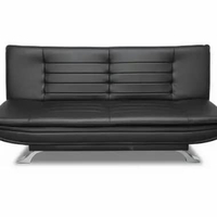 Dekoruma KUMO Sofa Bed / Sofa Bed Bahan Kain Motif dan Kulit / Sofa Bed Santai Kulit - Hitam