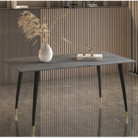 輕奢風簡約長方形岩板餐桌(維克灰/四腿/直邊)(尺寸:80*140CM)