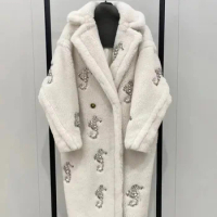 Max Teddy Coat Oversized Cocoon Shape Sea Horse Warm Wool Plush Sheepskin Fur Coat fur coat winter coat women womens fur coat