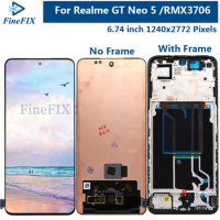 6.74'' AMOLED For Realme GT Neo 5 RMX3706 LCD with frame Touch Panel Screen Digitizer Assembly For Realme GT Neo5 Display