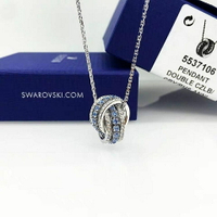 【百貨屋二號】Swarovski 施華洛世奇 施家同款百搭春夏新款藍色雙環轉運珠項鏈鎖骨鏈送女友情人節禮物