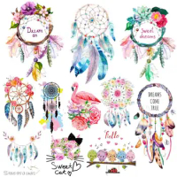 Dream Catcher Heat Thermal Transfer Sweat Dream Thermal Patches For Clothing DIY Animals Stickers Iron On Patch Ironing Applique
