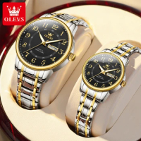 OLEVS 2891 Couple Watch for Men Women Dual Calendar Couple Pair Watch Elegant Original Quartz Love's