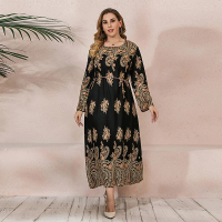 France Malaysia Middle East Plus Size Long Sleeve Dress Spring Autumn Paisley Print Loose Maxi Dress