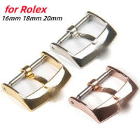 16mm 18mm 20mm Stainless Steel Buckle for Rolex Strap Polished Pin Clasp Leather Watch Band Silver Gold Button Watch Accessories