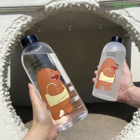 1000ml Water Bottle Panda Cup Transparent Water Bottle Drinkware Cup Leak-proof Cartoon Water Bottle Drinkware Cup
