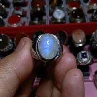 CINCIN BATU PERMATA BIDURI BULAN AIR LAUT MOONSTONE CAHAYA BIRU NATURAL