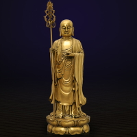 黃銅立地藏王菩薩佛像擺件佛教四大菩薩家居客廳佛堂玄關寺廟供奉