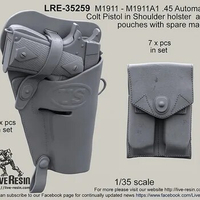 Live Resin LRE-35259 1/35 M1911 - M1911A1 .45 Automatic Colt Pistol in Shoulder holster and pouches with spare mags