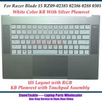 StoneTaskin New US backlit laptop KB For Razer Blade 15 RZ09-02385 02386 0288 0301 Silver Plamrest Touchpad Assemebly 100% Test