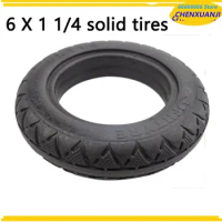 6 X 1 1/4 Solid Tires Flameproof Tyres Fits Folding Bicycle Mini Surfing Electric Scooters Wheels Motorcycle Part