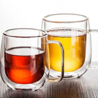 Double Wall Glass Coffee Mugs Heat Resistant Handle Cups Transparent Drinkware for Bar Tea Milk Juice Water Espresso Shot Glass